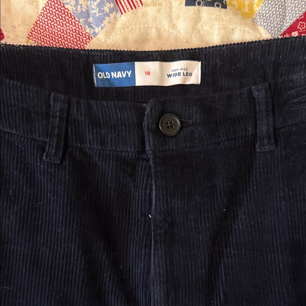 Old Navy Women’s Dark Blue Corduroy Trousers Wide Leg size 16